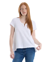 Wilt Women's Clothing Women''s Short Sleeve Placket Hi-Lo Tee