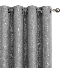 Kate Aurora 2 Piece Sadie Metallic Sparkle Grommet Top Gray Room Darkening Curtain Panels
