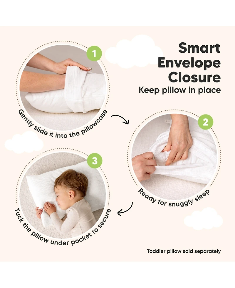 KeaBabies Lyra Muslin Toddler Pillowcases 13x18, 2-Pack Organic Cotton for Sleep & Travel