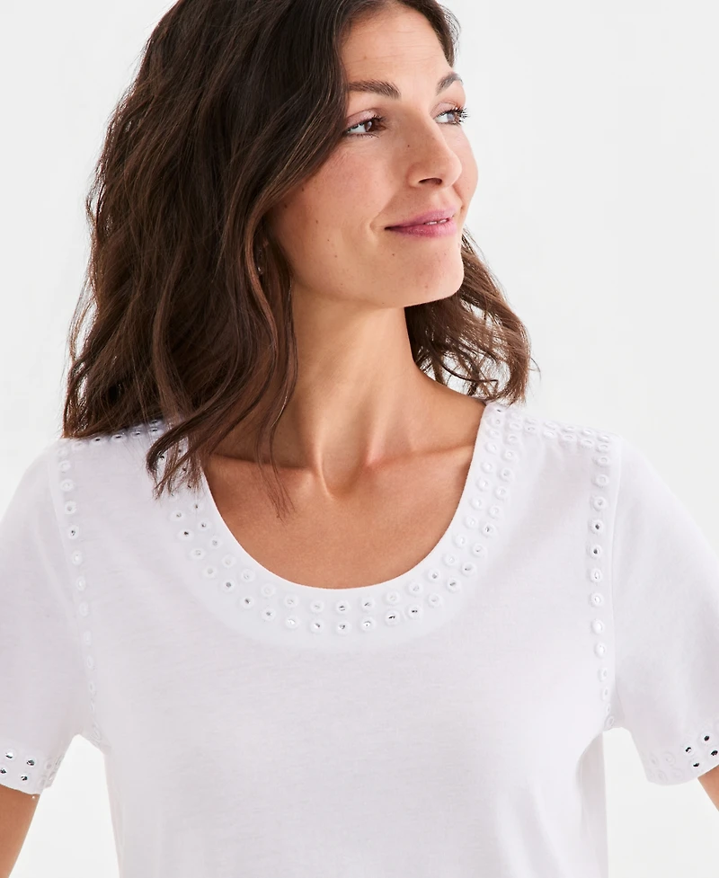 Style & Co Women's Embellished Scoop-Neck Top, Macy's Exclusive