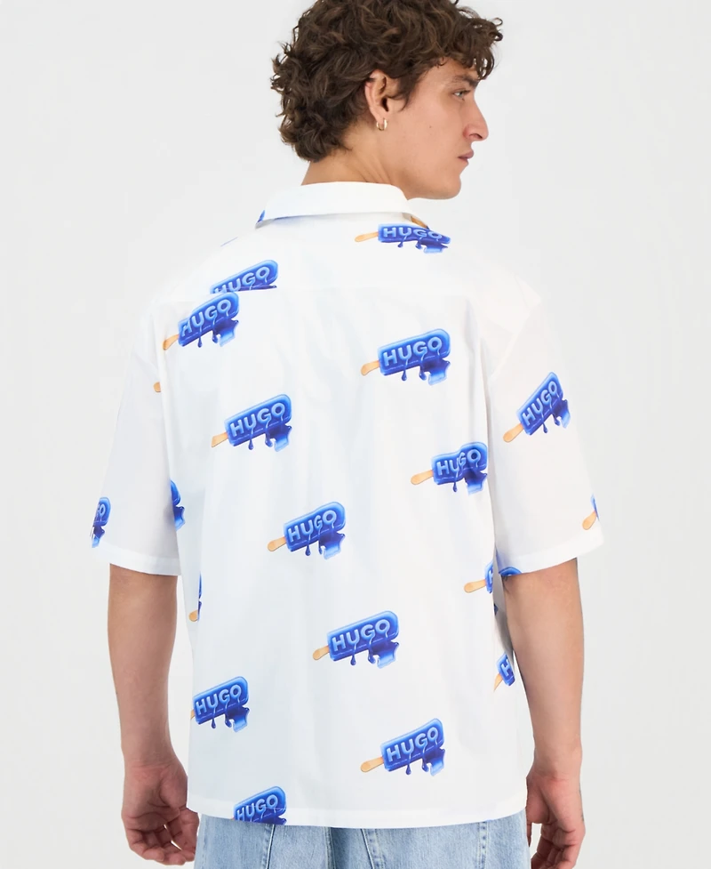 Hugo Boss Men's Eligino Cotton Logo-Print Short-Sleeve Shirt