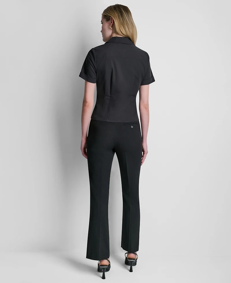 Dkny Petite Short-Sleeve Collared Blouse