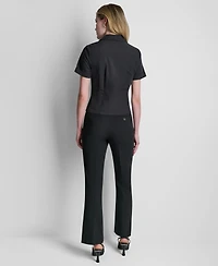 Dkny Petite Short-Sleeve Collared Blouse