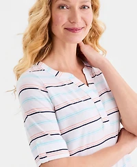Style & Co Women's Printed Split-Neck Elbow Sleeve Tunic, Macy's Exclusive