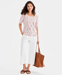 Style & co Women's Printed Scalloped Square-Neck Top, Macy's Exclusive