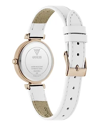 Guess Women's Rose Gold-Tone Stainless Steel White Leather Analog Watch, 28mm