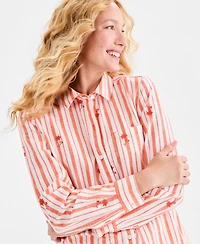 Style & Co Women's Embroidered Stripe Perfect Shirt, Macy's Exclusive