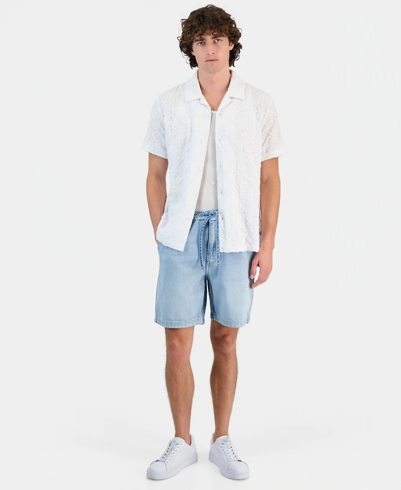Guess Men's Mosley Woven Eyelet Short-Sleeve Shirt