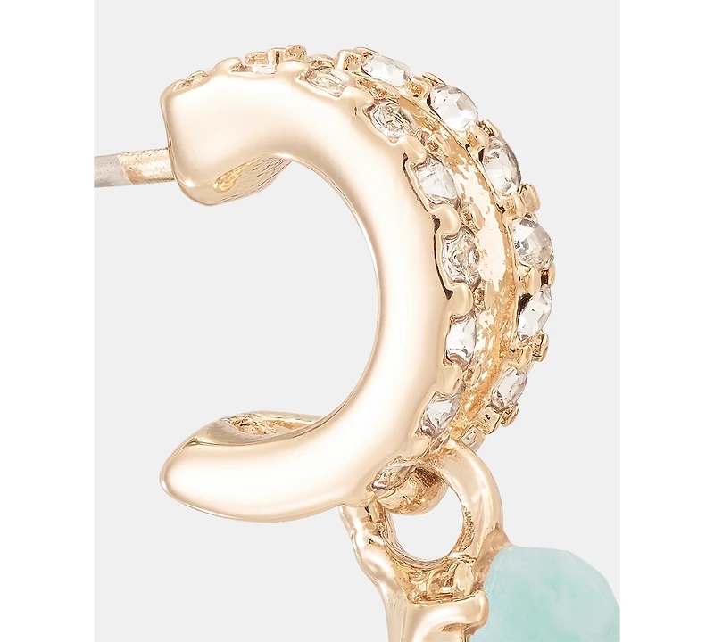 Anne Klein Gold-Tone Huggie Stone Drop Earrings
