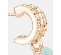 Anne Klein Gold-Tone Huggie Stone Drop Earrings