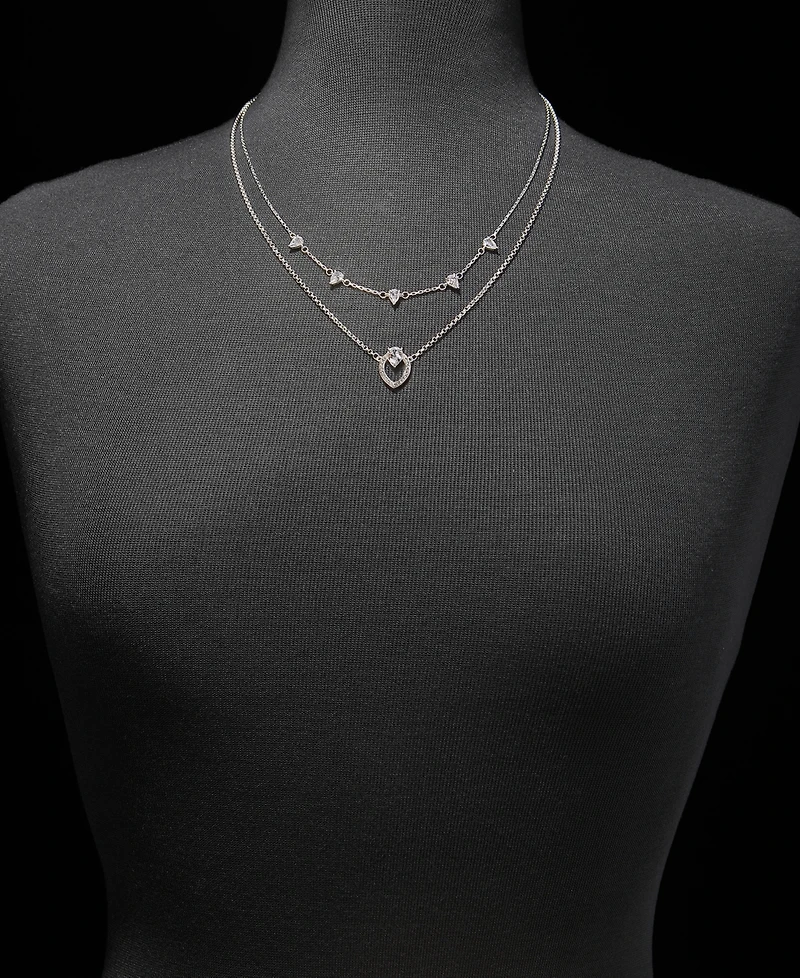Anne Klein Silver-Tone Two-in-One Navette Stone Pendant Necklace