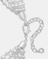 Anne Klein Silver-Tone Imitation Pearl Crackle Stone Torsade Necklace