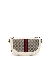Pre-Owned Gucci Large Ophidia Curved Zip Shoulder Bag Gg Coated Canvas with Leather
