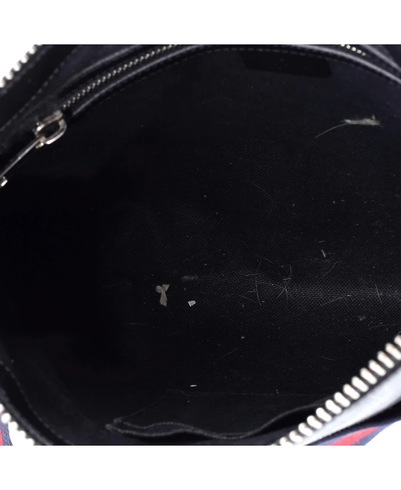 Pre-Owned Gucci Medium Web Strap Front Zip Messenger Bag Gg Coated Canvas