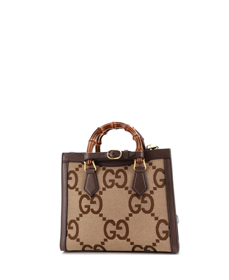 Pre-Owned Gucci Small Diana Nm Bamboo Handle Tote Jumbo Gg Canvas