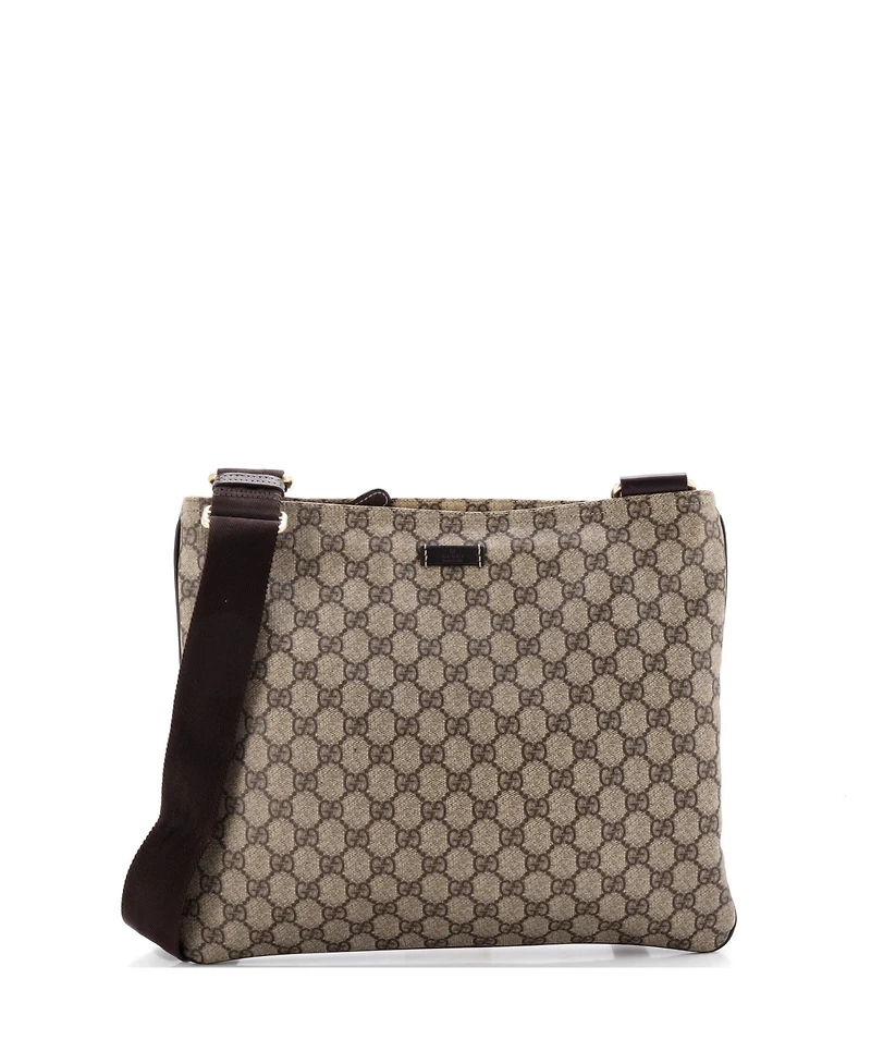 Pre-Owned Gucci Large Zip Top Messenger Bag Gg Coated Canvas