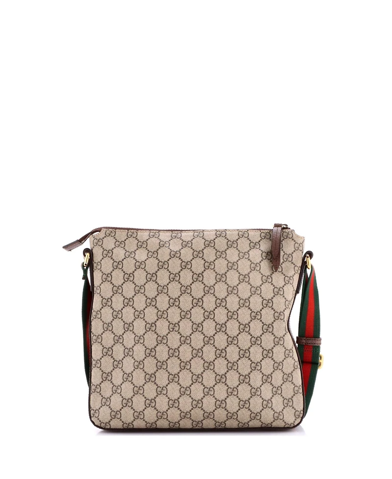 Pre-Owned Gucci Medium Courrier Zip Messenger Gg Coated Canvas with Applique