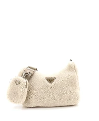 Pre-Owned Prada Small Re-Edition 2005 Shoulder Bag Shearling