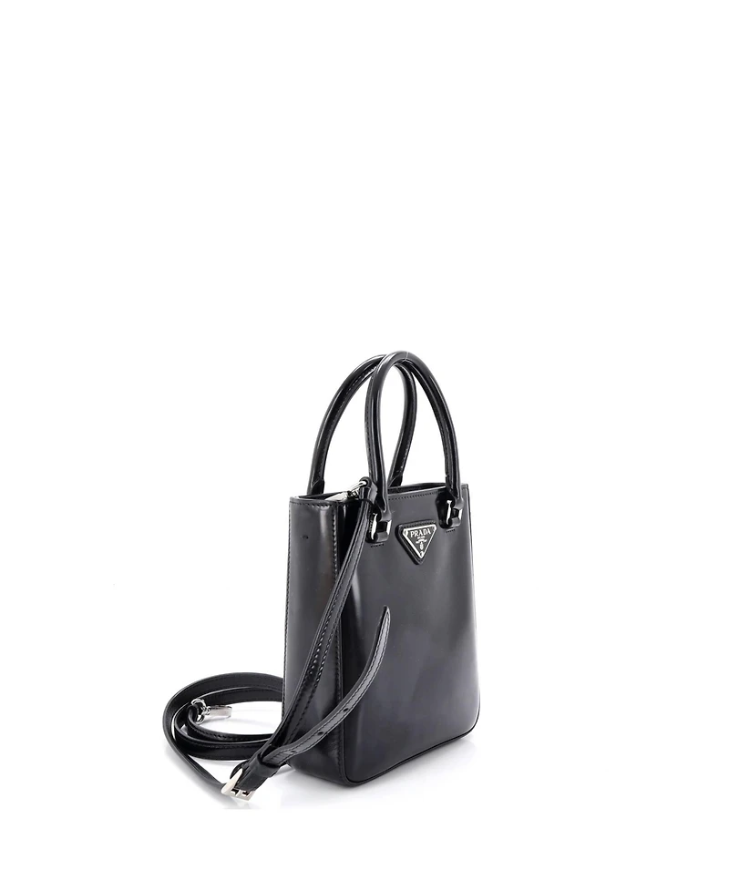 Pre-Owned Prada Small Convertible Tote Brushed Leather