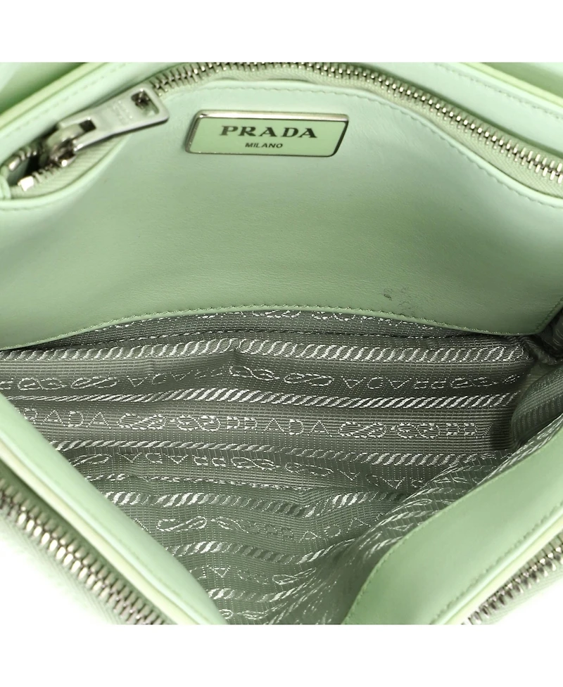 Pre-Owned Prada Buckle Pocket Crossbody Bag Spazzolato Leather and Tessuto