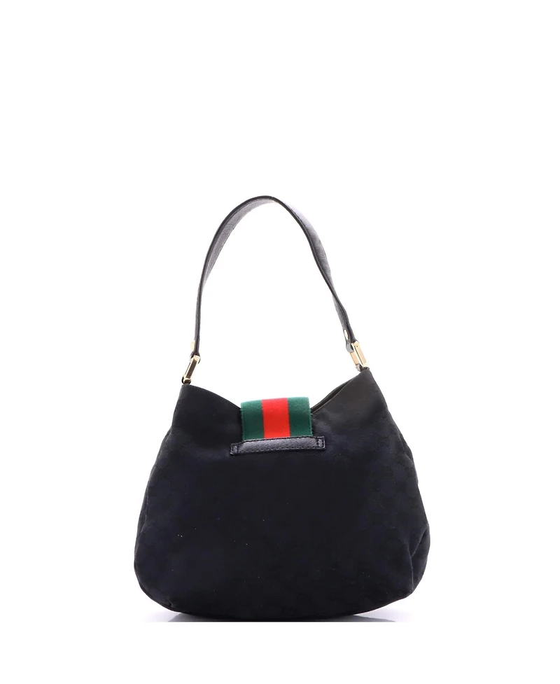Pre-Owned Gucci Medium New Ladies Web Hobo Gg Canvas
