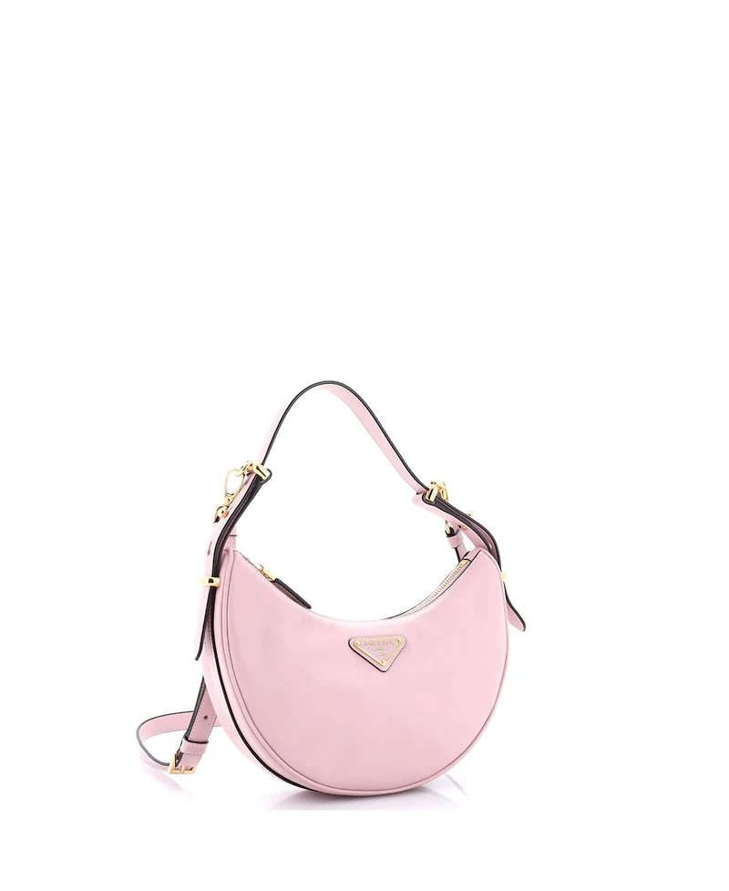 Pre-Owned Prada Small Arque Half Moon Hobo Leather