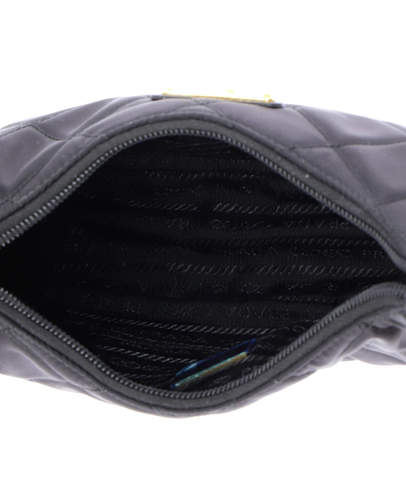 Pre-Owned Prada Small Hobo Quilted Tessuto