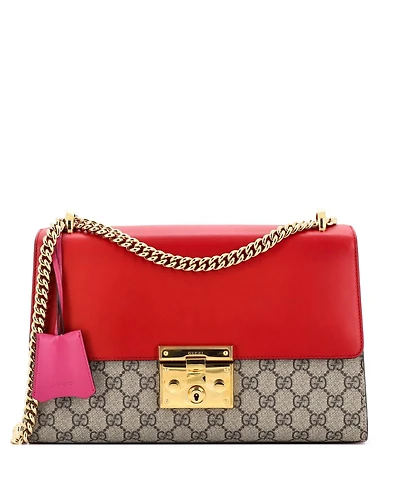 Pre-Owned Gucci Medium Padlock Shoulder Bag Gg Coated Canvas and Leather
