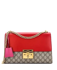 Pre-Owned Gucci Medium Padlock Shoulder Bag Gg Coated Canvas and Leather