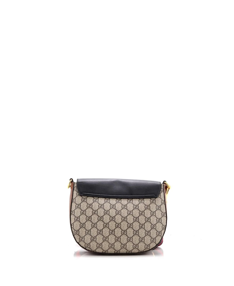 Pre-Owned Gucci Medium Padlock Saddle Shoulder Bag Gg Coated Canvas and Leather