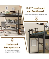 gaomon Twin Metal Loft Bed Frame, 400lb Capacity, Noise-Free, Space-Saving, Full Guardrail, Ladder, Easy Assembly