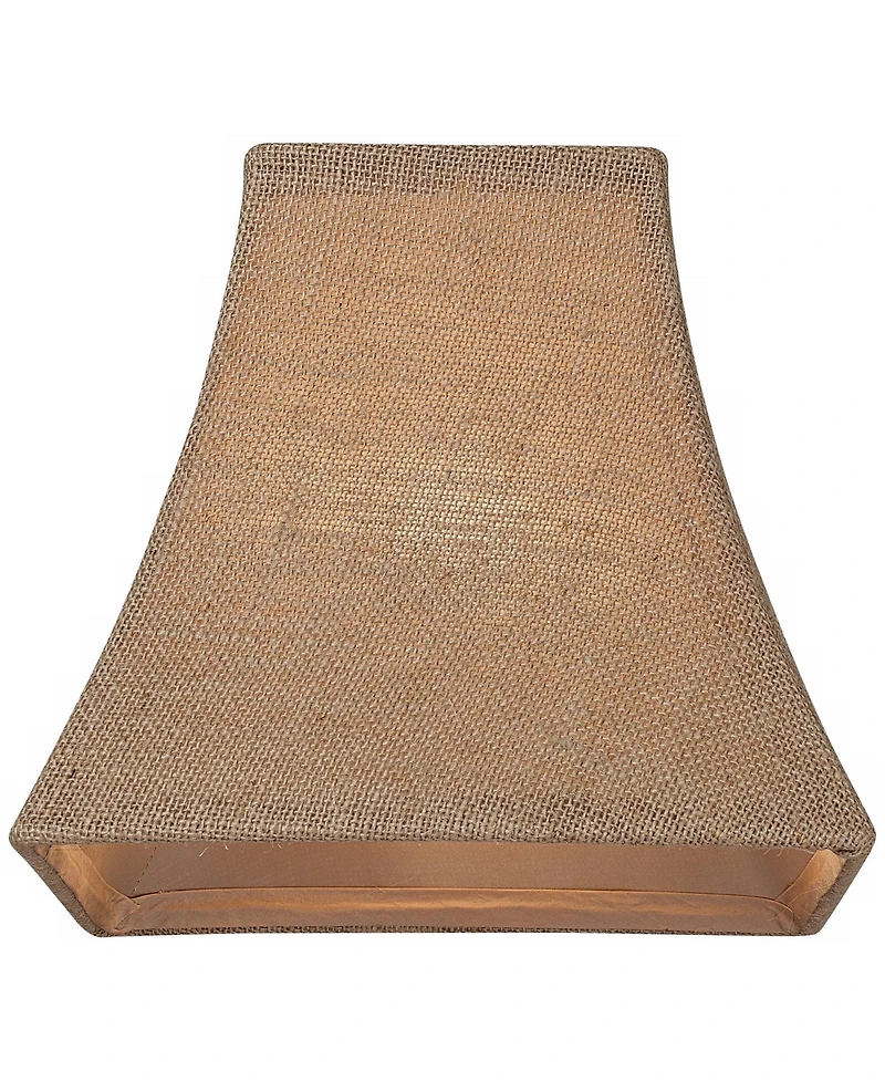 Springcrest Burlap Small Square Lamp Shade 5.25" Top x 10" Bottom x 9.5" Slant x 9" High (Spider) Replacement with Harp and Finial