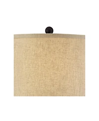 Regency Hill Tropical Table Lamps 29" Tall Set of 2 Weathered Brown Woven Wicker Jar Linen Drum Shade for Living Room Family Bedroom