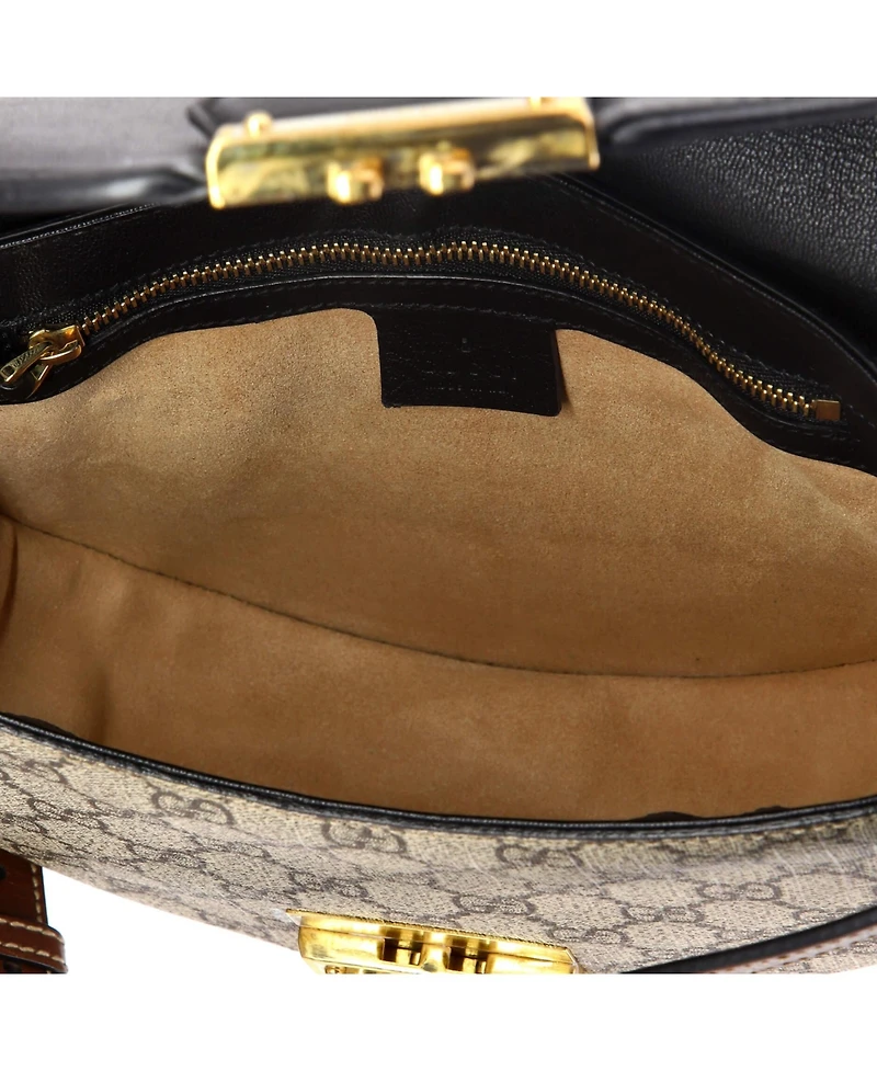 Pre-Owned Gucci Small Padlock Saddle Shoulder Bag Gg Coated Canvas and Leather