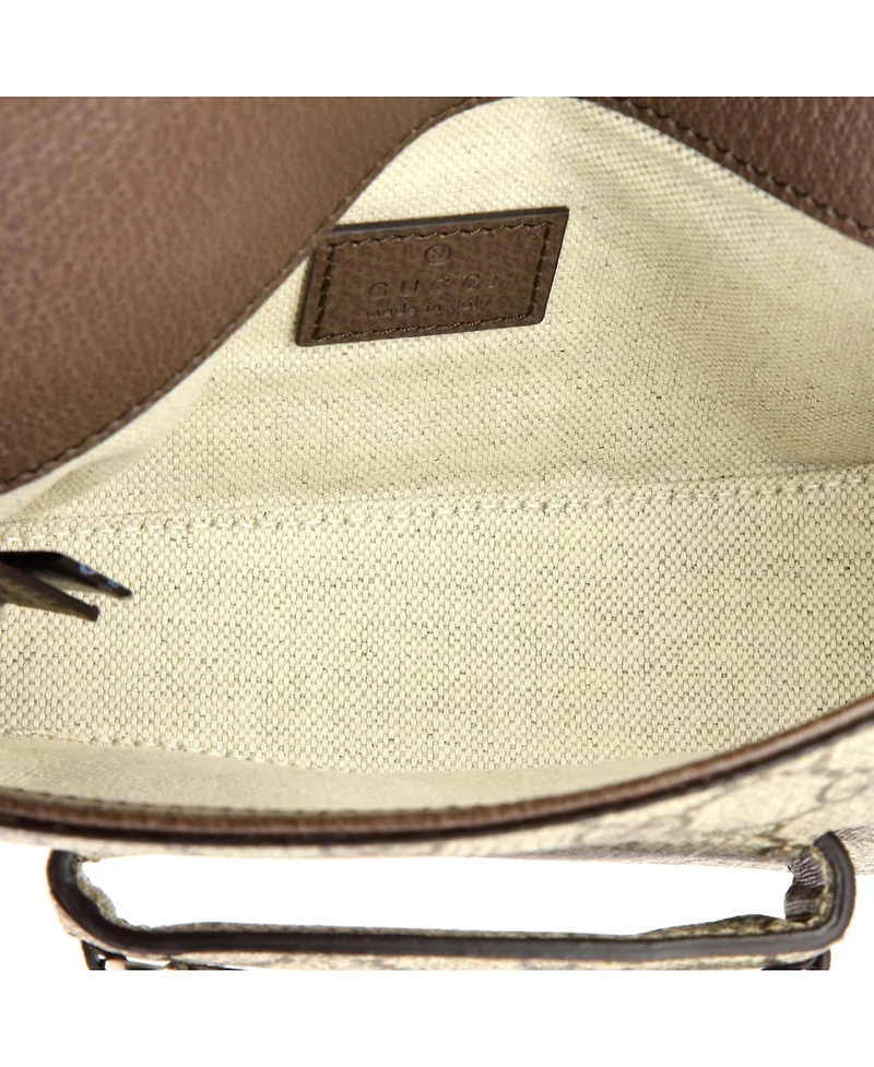 Pre-Owned Gucci Mini Horsebit 1955 Asymmetric Shoulder Bag Gg Coated Canvas