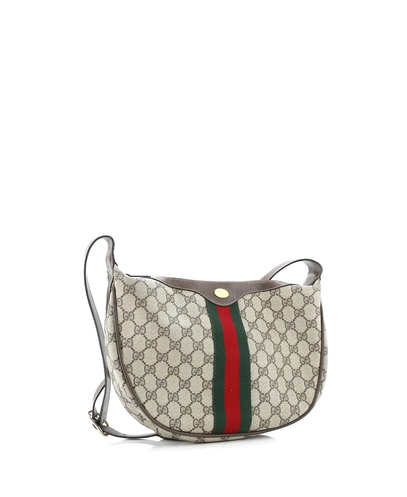 Pre-Owned Gucci Small Ophidia Half Moon Hobo Gg Coated Canvas
