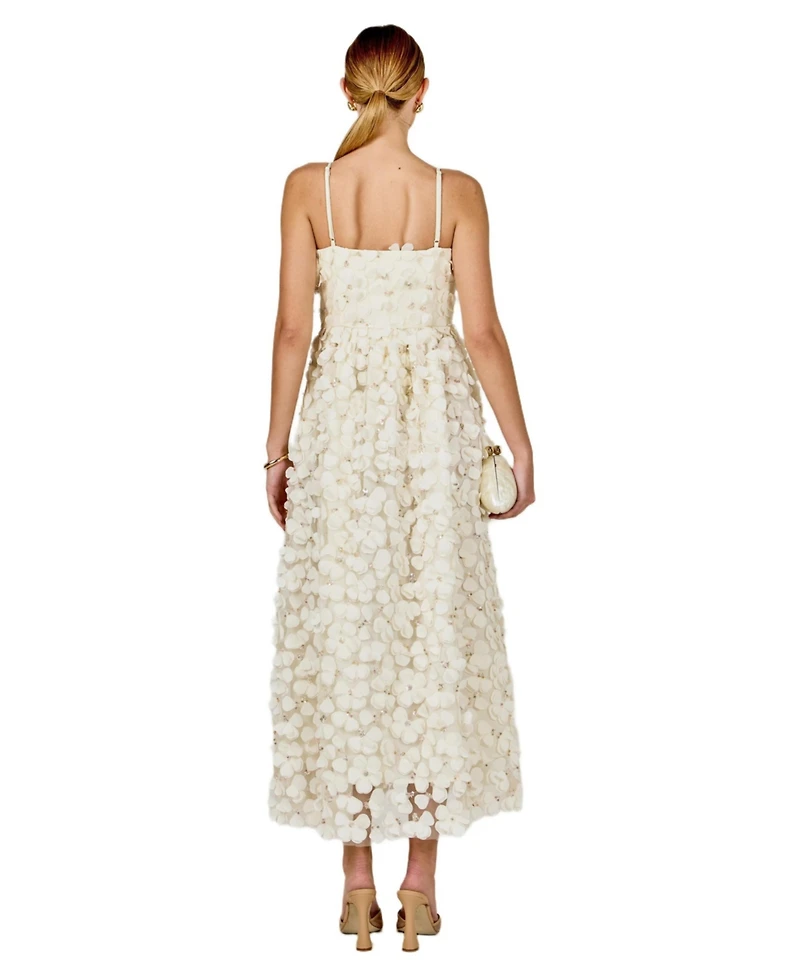 endless rose Women's 3D Floral Sleeveless Midi Dress