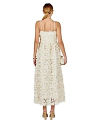 endless rose Women's 3D Floral Sleeveless Midi Dress