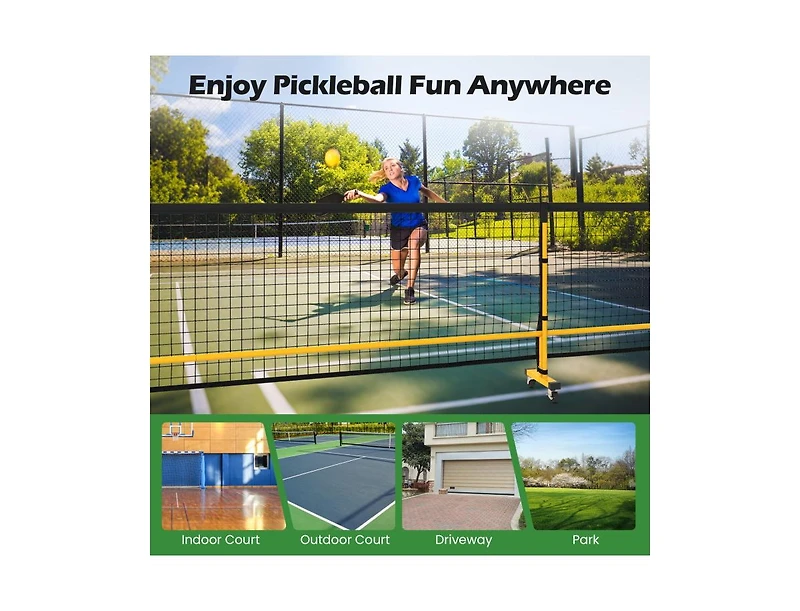 Hongge 22 Ft Portable Pickleball Net with 6 Lockable Wheels and Carry Bag