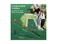 Hongge 11 Ft Indoor/Outdoor Putting Mat with 2 Adjustable Putters and 6 Balls