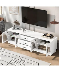 Rainsken 68.9'' Tv Stand for TVs up to 75", Media Console Cabinet with 3 Drawers and Adjustable Shelves, Symmetrical Design for Living Room