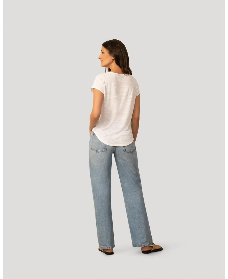 Cable & Gauge Women's Braided Trim Crinkle Tee