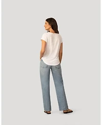 Cable & Gauge Women's Braided Trim Crinkle Tee