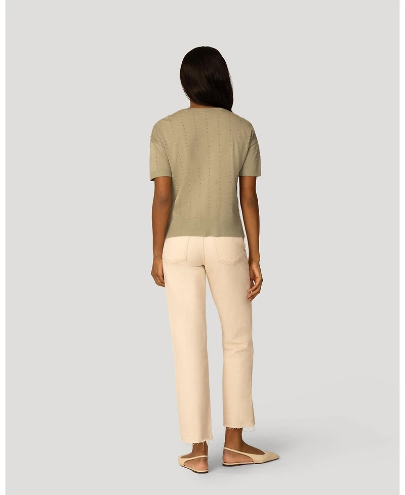 Cable & Gauge Women's Textured Short Sleeve Sweater