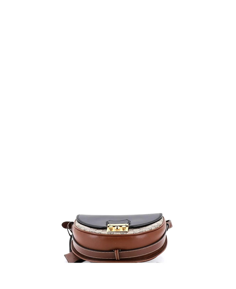 Pre-Owned Gucci Small Padlock Saddle Shoulder Bag Gg Coated Canvas and Leather