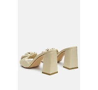 Womens Noie Ruched Strap Block Heel Sandals