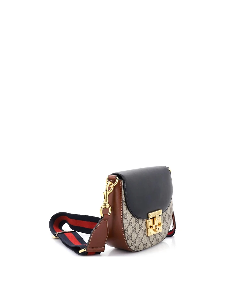 Pre-Owned Gucci Medium Padlock Saddle Shoulder Bag Gg Coated Canvas and Leather