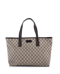 Pre-Owned Gucci Medium Plus Tote Gg Coated Canvas with Leather