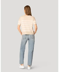 Cable & Gauge Women's Stripe Crystal Detail Sweater