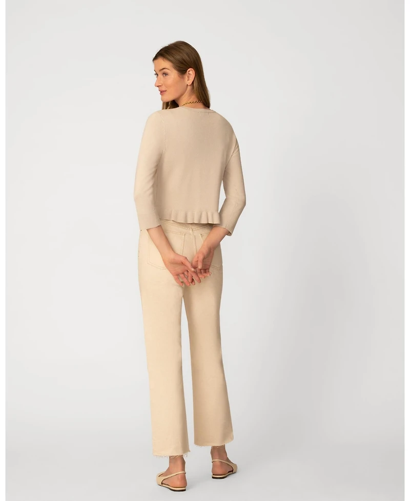 Cable & Gauge Women's Ruffle Hem Button Cardigan